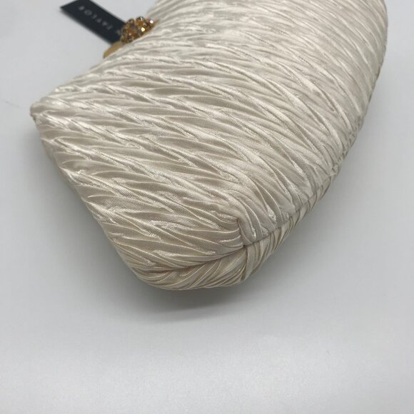Morgan Taylor Ruched Ivory Satin Evening Crossbody - Picture 6 of 11